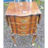 WALNUT BEDSIDE CHEST WITH SHAPED FRONT,