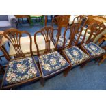 EARLY 20TH CENTURY SET OF 6 MAHOGANY DINING CHAIRS ON SQUARE SUPPORTS