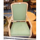 20TH CENTURY BEECH CONTINENTAL STYLE OPEN ARMCHAIR ON CABRIOLE SUPPORTS Condition Report:
