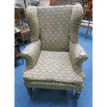 19TH CENTURY WINGBACK ARMCHAIR ON SQUARE SUPPORTS