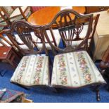 PAIR OF LATE 19TH CENTURY MAHOGANY CHAIRS WITH SHIELD BACK ON SQUARE TOPPED SUPPORTS