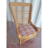 EARLY 20TH CENTURY WICKER & PINE LADIES CHAIR