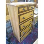 TALL CHEST OF 2 OVER 4 DRAWERS WITH DECORATIVE CROSSBANDING TO DRAWERS