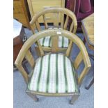 PAIR OF EARLY 20TH CENTURY WALNUT TUB CHAIRS ON SQUARE Condition Report: Seats
