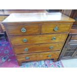19TH CENTURY MAHOGANY CHEST OF 2 SHORT OVER 3 LONG DRAWERS ON BRACKET SUPPORTS 110CM TALL