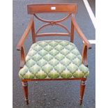 19TH CENTURY MAHOGANY OPEN ARMCHAIR ON TURNED SUPPORTS