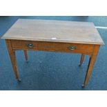 EARLY 20TH CENTURY OAK SIDE TABLE WITH DRAWER AND SQUARE SUPPORTS