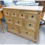 PINE MULTI-DRAWER CHEST WITH 9 DRAWERS ON PLINTH BASE