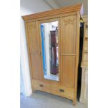 EARLY 20TH CENTURY MIRROR DOOR WARDROBE WITH DRAWER TO BASE Condition Report: