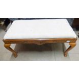 EARLY 20TH CENTURY WALNUT RECTANGULAR STOOL ON QUEEN ANNE SUPPORTS