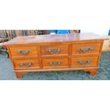 HARDWOOD CHEST OF 6 DRAWERS WITH METAL HANDLES