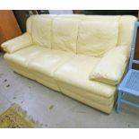 YELLOW LEATHER 3 SEAT SETTEE