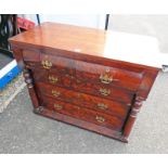 19TH CENTURY MAHOGANY CHEST OF DRAWERS WITH 2 SHORT OVER 3 LONG DRAWERS