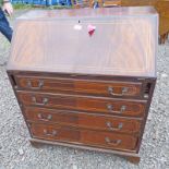 INLAID MAHOGANY BUREAU WITH FALL FRONT ,