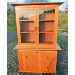 21ST CENTURY BOOKCASE WITH 2 GLAZED PANEL DOORS OVER 2 DRAWERS