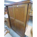 EARLY 20TH CENTURY OAK HALL CUPBOARD WITH 2 SLIDING DOORS Condition Report: 168cm