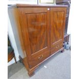 19TH CENTURY MAHOGANY LINEN PRESS, THE 2 PANEL DOORS OPENING TO REVEAL FITTED INTERIOR,