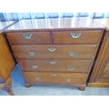 19TH CENTURY OAK CHEST OF 2 SHORT OVER 3 LONG DRAWERS ON BRACKET SUPPORTS