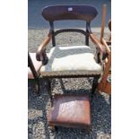 19TH CENTURY MAHOGANY ARMCHAIR WITH TAPERED SUPPORTS