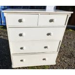 19TH CENTURY PAINTED CHEST OF 2 SHORT OVER 3 LONG DRAWERS ON PLINTH Condition Report: