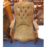 19TH CENTURY MAHOGANY GENTLEMAN'S ARMCHAIR ON TURNED SUPPORTS