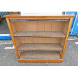 LATE 19TH CENTURY OAK OPEN BOOKCASE ON PLINTH BASE