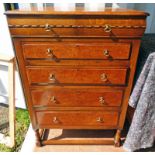 EARLY 20TH CENTURY OAK CHEST WITH TWO SHORT OVER FOUR LONG DRAWERS ON TURNED SUPPORTS