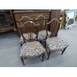 SET OF 4 MAHOGANY EARLY 19TH CENTURY CHAIRS ON SQUARE TAPERED SUPPORTS