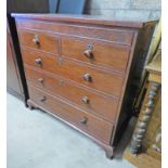 19TH CENTURY MAHOGANY CHEST OF 1 LONG OVER 2 SHORT OVER 3 LONG DRAWERS ON BRACKET SUPPORTS 115 CM