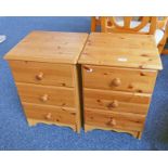 PAIR OF PINE 3 DRAWER BEDSIDE CHESTS