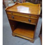 20TH CENTURY YEW WOOD BEDSIDE CABINET WITH DRAWER & OPEN SHELVES