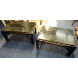 PAIR OF ORIENTAL LACQUER LOW TABLES WITH GILT DECORATION