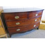 19TH CENTURY MAHOGANY BOW FRONT CHEST OF 2 SHORT OVER 2 LONG DRAWERS ON BRACKET SUPPORTS