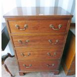 19TH CENTURY MAHOGANY CHEST OF 4 DRAWERS ON BRACKET SUPPORTS