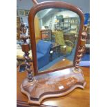 19TH CENTURY MAHOGANY DRESSING TABLE MIRROR WITH BARLEY TWIST COLUMNS