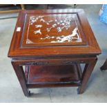 CHINESE ROSEWOOD TWO TIER TABLE WITH MOTHER OF PEARL INLAY