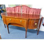 19TH CENTURY MAHOGANY SIDEBOARD WITH BOXWOOD & ROSEWOOD INLAY, 2 DRAWERS,