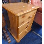 PINE 3 DRAWER BEDSIDE CHEST