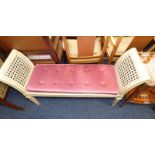 PAINTED BERGERE WINDOW SEAT ON SQUARE SUPPORTS