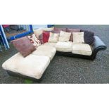 21ST CENTURY BROWN LEATHER CORNER SETTEE