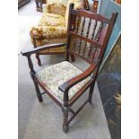 SET OF 6 OAK DINING CHAIRS WITH SPINDLE BACKS INCLUDING 2 ARMCHAIRS