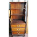 20TH CENTURY MAHOGANY BOOKCASE WITH OPEN SHELVES OVER 3 DRAWERS