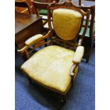 19TH CENTURY MAHOGANY SHIELD BACK PARLOUR ARMCHAIR