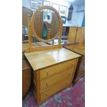 EARLY 20TH CENTURY INLAID OAK DRESSING CHEST OF 3 DRAWERS