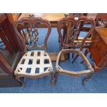 2 EARLY 19TH CENTURY MAHOGANY CHAIRS WITH DECORATIVE CARVED BACKS