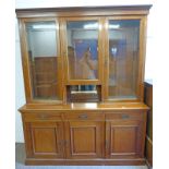 LATE 19TH CENTURY WALNUT BOOKCASE WITH 3 GLAZED PANEL DOORS OVER 3 DRAWERS OVER 3 PANEL DOORS ON