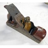 19TH CENTURY MAHOGANY & BRASS PLANE WITH ROBERT SORBY STEEL 24 CM LONG