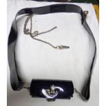 BLACK PLASTIC CROSS BELT AND POUCH WITH BEAUFORT WHISTLE BADGES,