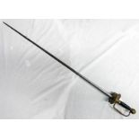 19TH CENTURY COURT SWORD WITH 79 CM LONG BLADE, WIRE BAND LEATHER GRIP,