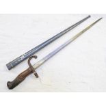 FRENCH MODEL 1876 GRAS EPEE BAYONET WITH STEEL SCABBARD